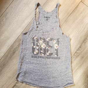 4/$20 Obey Gray Women's Tank Top, Size Small